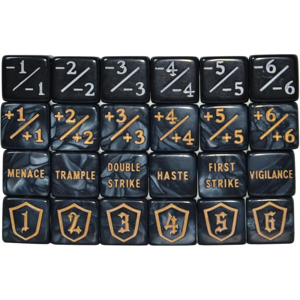 24pcs Counter Dice Plus 1 Tokens Life Token Dice Set +1/-1 Counters D6 Dice Bulk With Bag. Card Game Accessories