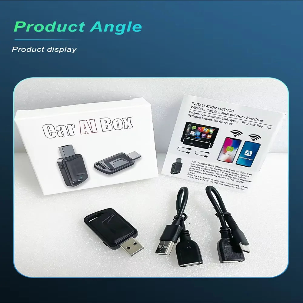 2in1 Wireless CarPlay Dongle Wireless Android Auto Adapter AI Smart Box Car Intelligent Systems For Car With Wired CarPlay