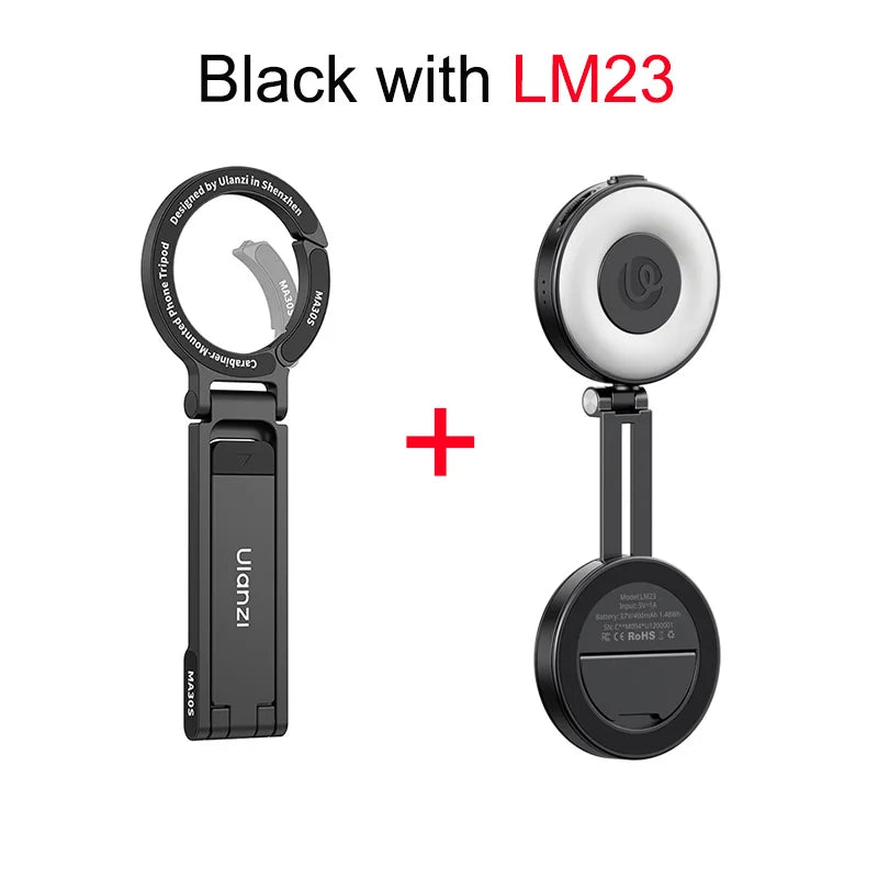 Ulanzi MA30S Carabiner Phone Stand Phone Handle Tripod for iPhone 17 16 15 Pro/Pro Max Selfie Stick Slim Version MA30 for Vlog