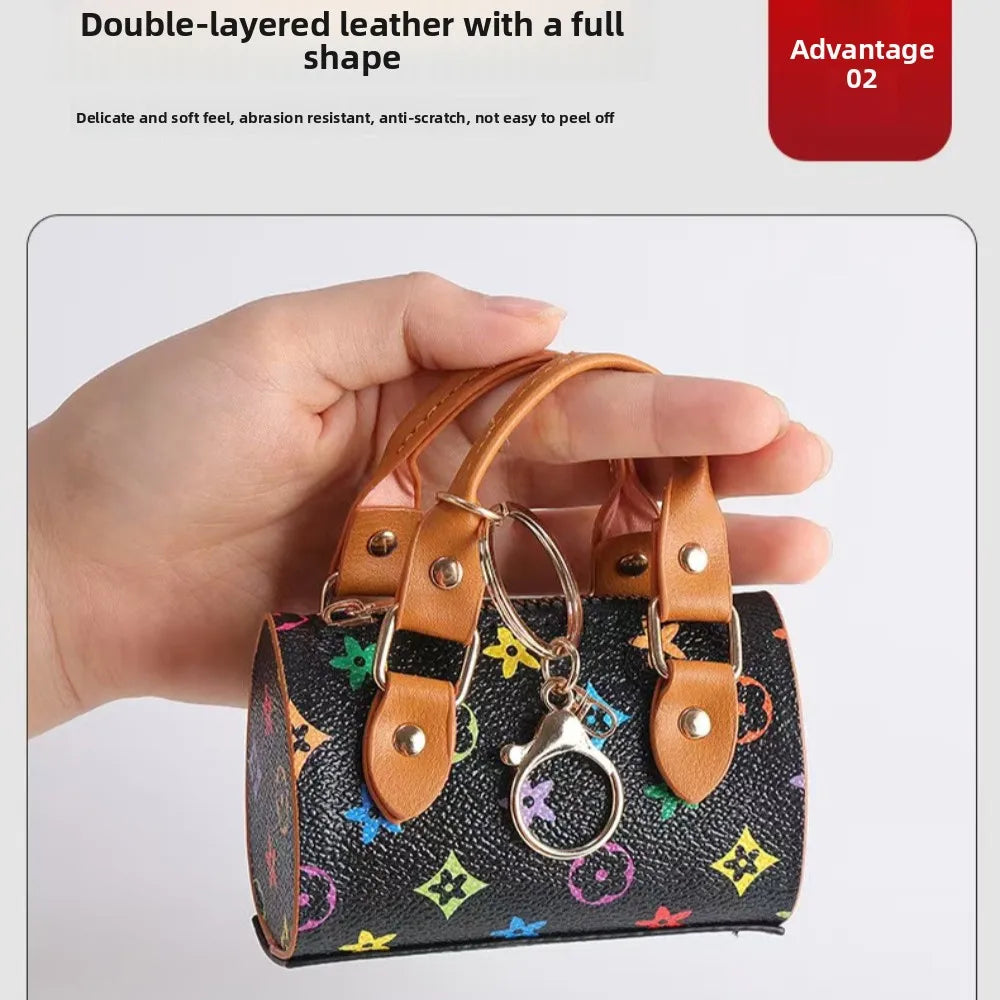 European Cute Mini Personalized Earphone Bag Old Flower Mini Bag French Stick Bag Keychain Pendant Bag Accessories