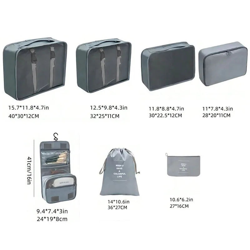 Dormitory Student Multi-Compartment Travel Storage Set Packing Cubes Organizer Bag for Clothes Toiletries Shoes Clothing