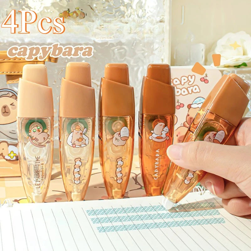 4Pcs/Set Cute Capybara/Panda Press-On Dot Glue Double-Sided Adhesive Tape Novel For Scrapbooking, Crafts, Handmade Office Statio