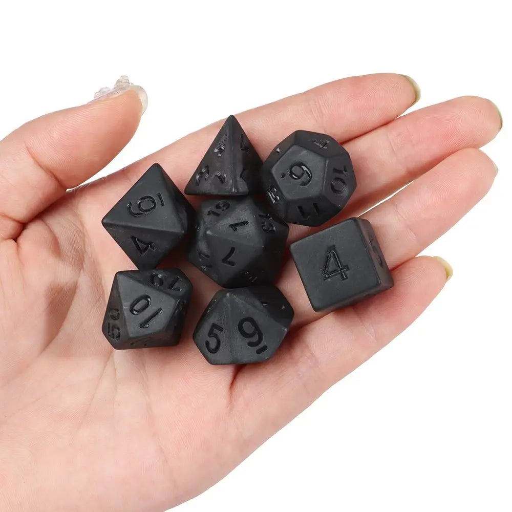 7Pcs/Set Polyhedral Black Dice Set Game Dice For TRPG DND Accessories Polyhedral Dice For Card Games Board Card Game Math Games