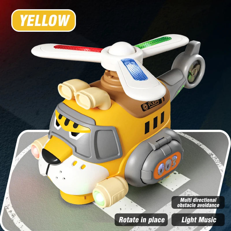 Electric 360 Rotating Tiger Airplane Toddler Cartoon Toys With Sounds And Lights Children's Toy Helicopter Boys Birthday Gifts