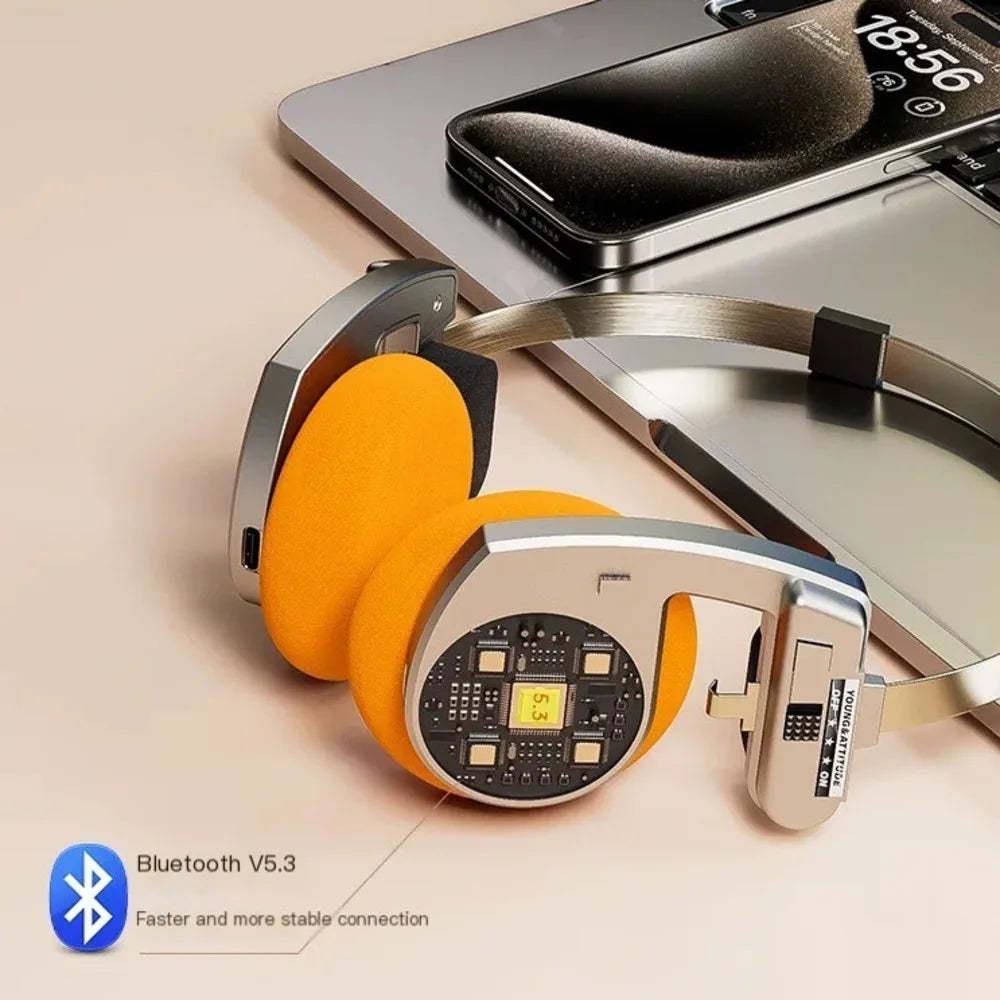 Original Bluetooth5.3 Wireless Headphones Sports Earbuds Retro Foldable Headset Stereo Gaming Noise Reduction Fashion Earphone