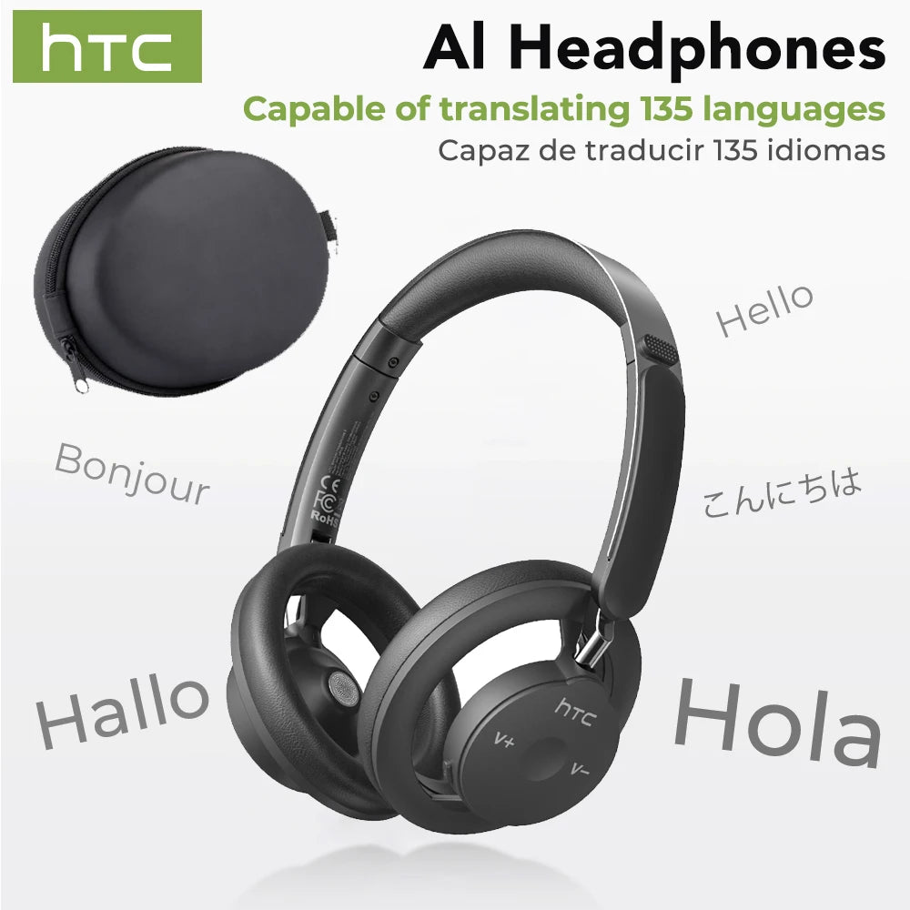 HTC HP06 Bluetooth V6.0 Wireless Open-Ear Headphones Foldable Punchy Bass Headset for PC Laptop phone TV lightweight Hollow Airy