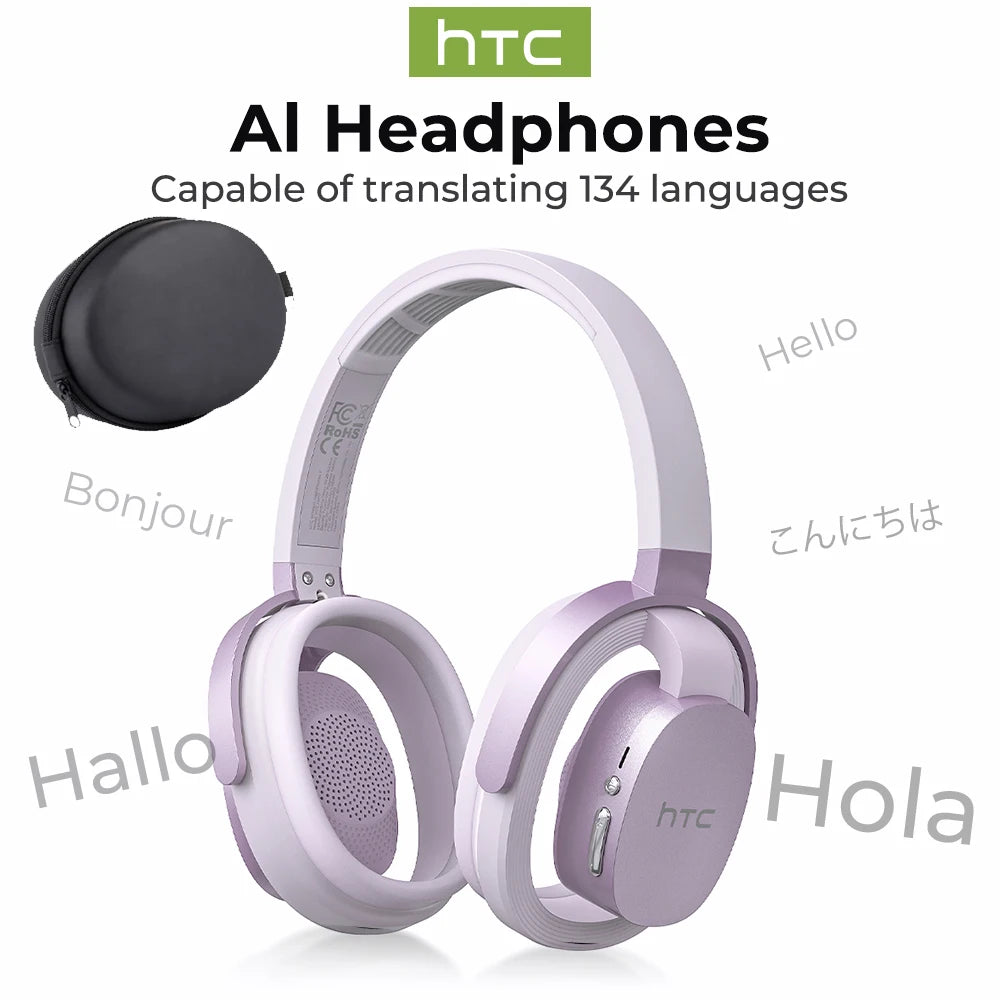 HTC HP07 Bluetooth V6.0 Wireless Open-Ear Headphones Foldable Punchy Bass Headset for PC Laptop phone TV lightweight Hollow Airy