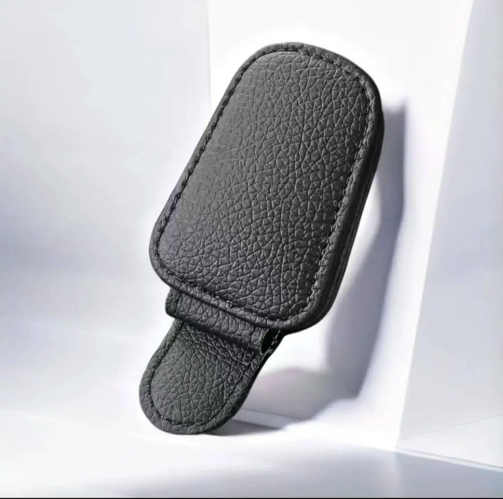 Magnetic Car Sunglasses Holder Clip Sun Visor Glasses Clips PU Leather Magnetic Suction Ticket Card Clip Auto Accessories