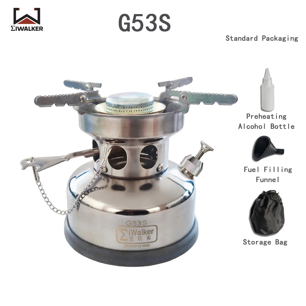 IWALKER G53S Outdoor Camping Gasolin e Stove, Silent Burner, Suitable for Travel, Picnic and Emergency Scenarios