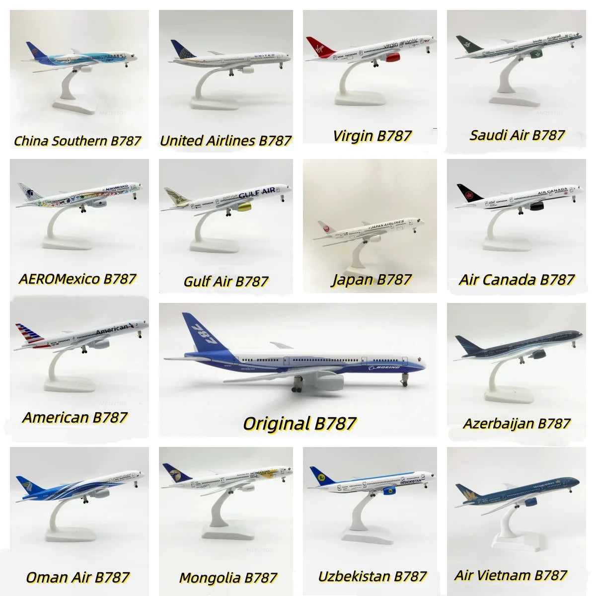 20cm Scale Aircraft B787 Series Airways Alloy Diecast Airplane Model With Wheels For Adults Hobby Collectible Miniature Plane