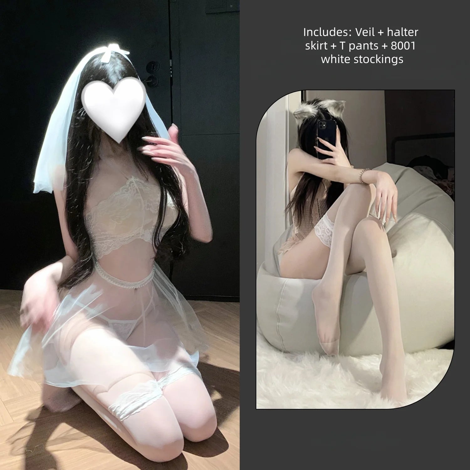 The New Style of Atmosphere, Pure Desire, Sexy Lace Nightdress, Perspective Sexy Lingerie, Free Hanging Neck Nightdress, Women