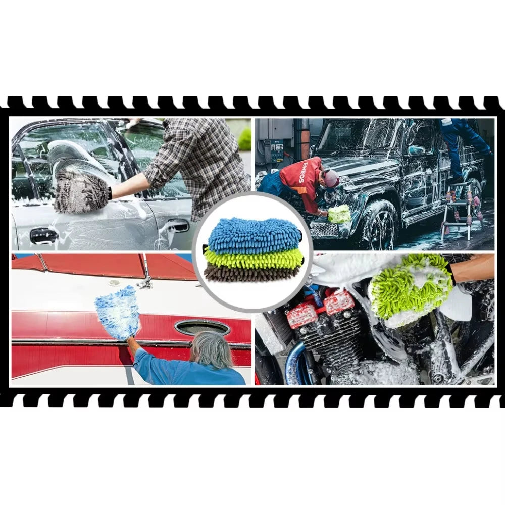1/2-piece set Electric Bicycle Car cleaning microfiber Soft Anti-scratch for Car Wash Multifunction Thick Cleaning Glove