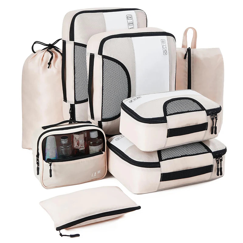 High Quality Travel Bag Sets 8 Pieces Waterproof Luggage Organizer Pouch Clothes Separation Organizer Bag Portable Packing Cubes