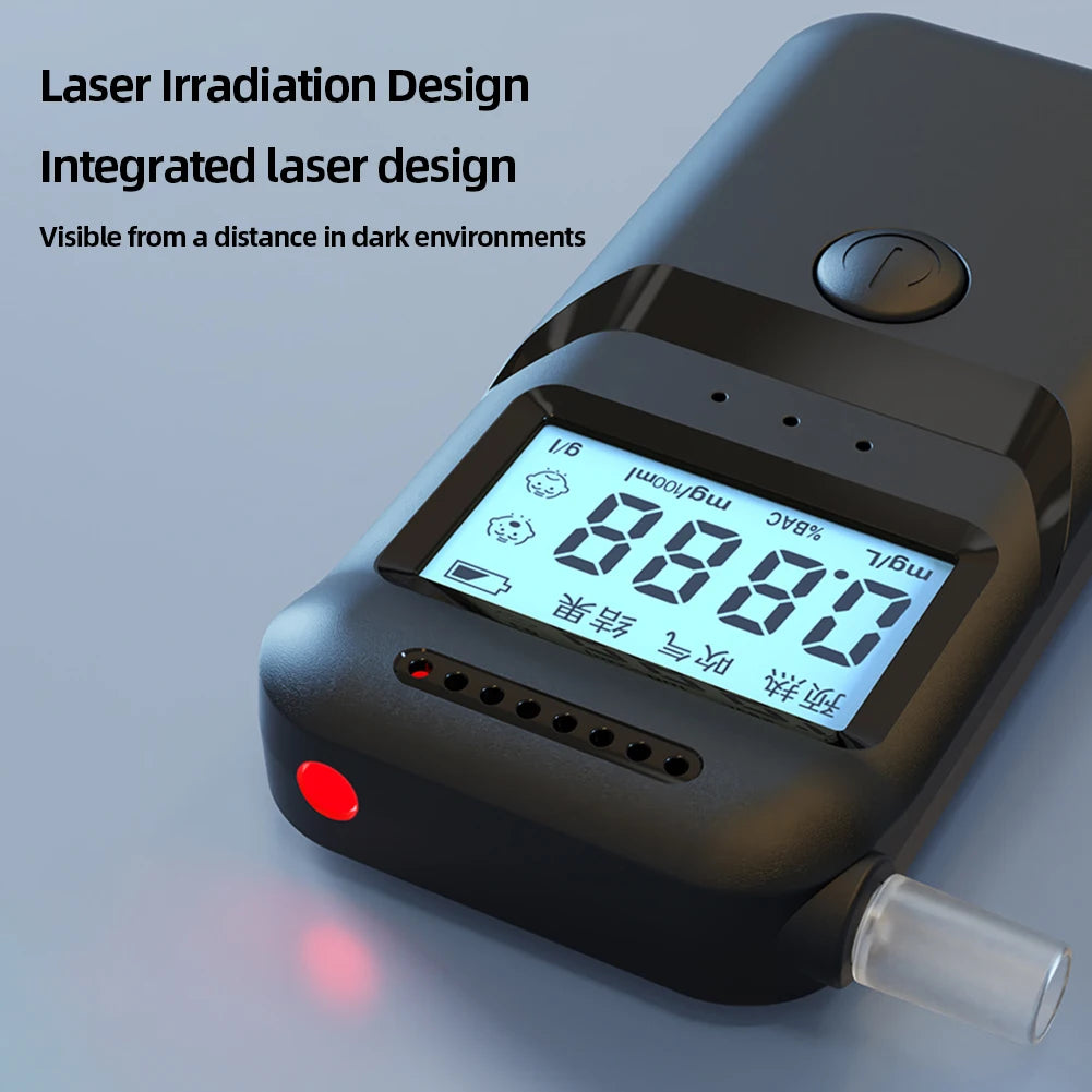 Digital Portable Breathalyzer with 5 Mouthpieces LCD Display Handheld Alcohol Analyzer Drunk Driving Analyzer for Home Party Use