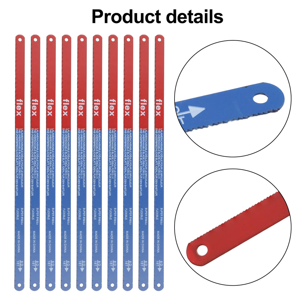 Model Hacksaw Blade Hand Saw Blade Optional Practical Wood cut Hand Reliable Saw 10PCS 14T/18T/24T 300mm Bi-Metal Blade Blades