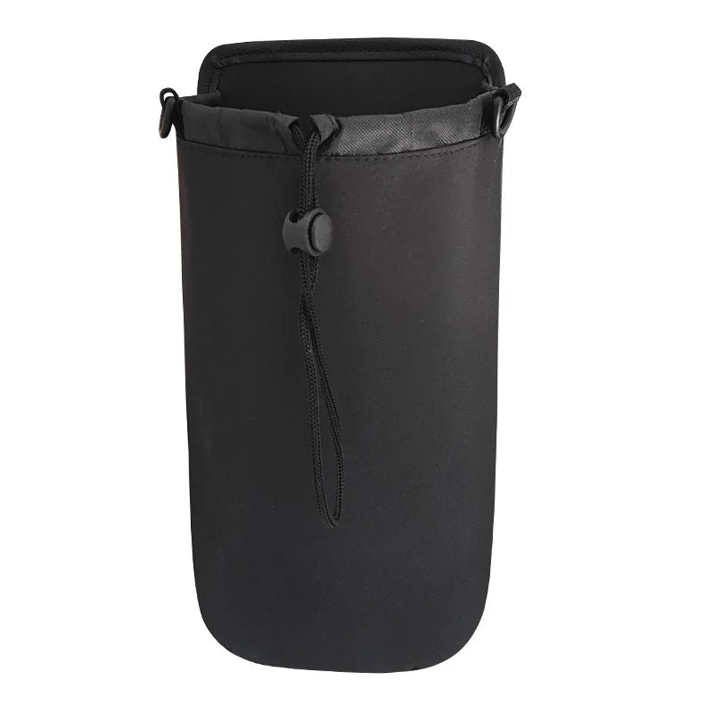 Universal Car Water Bottle & Thermos Holder For Center Console Side Mount with Storage Pocket Adjustable Strap Interior Organize