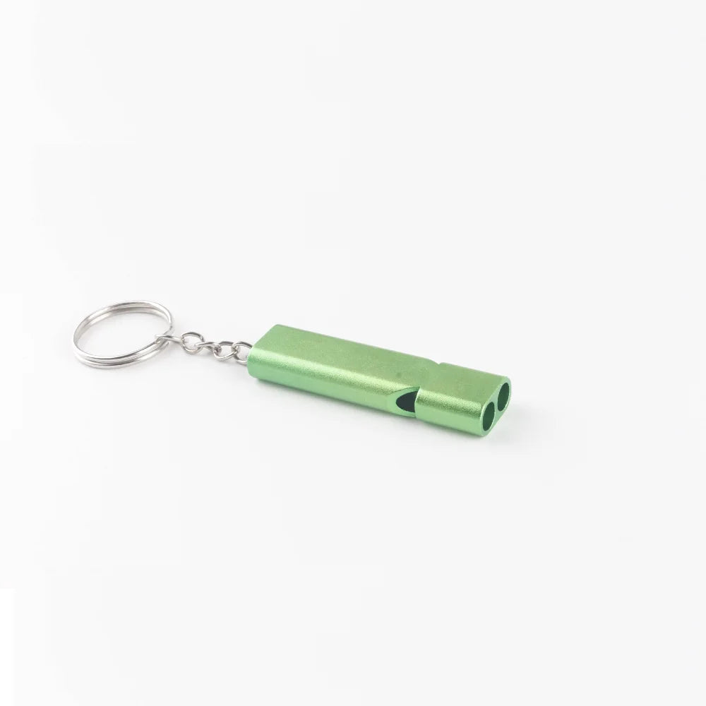 Hot Aluminum Alloy Double Tube Survival Whistle Emergency Rescue Whistle Keychain EDC Tool for Camping Hiking Outdoor Training