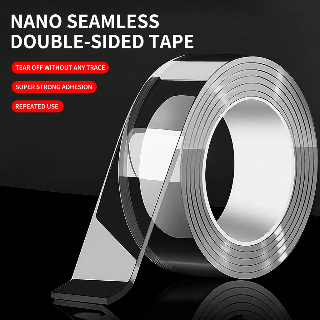 Nano Double-Sided Tape – Ultra-Strong Adhesive for Wall & Fabric, Waterproof No-Residue Mounting Dots (5m/Roll)