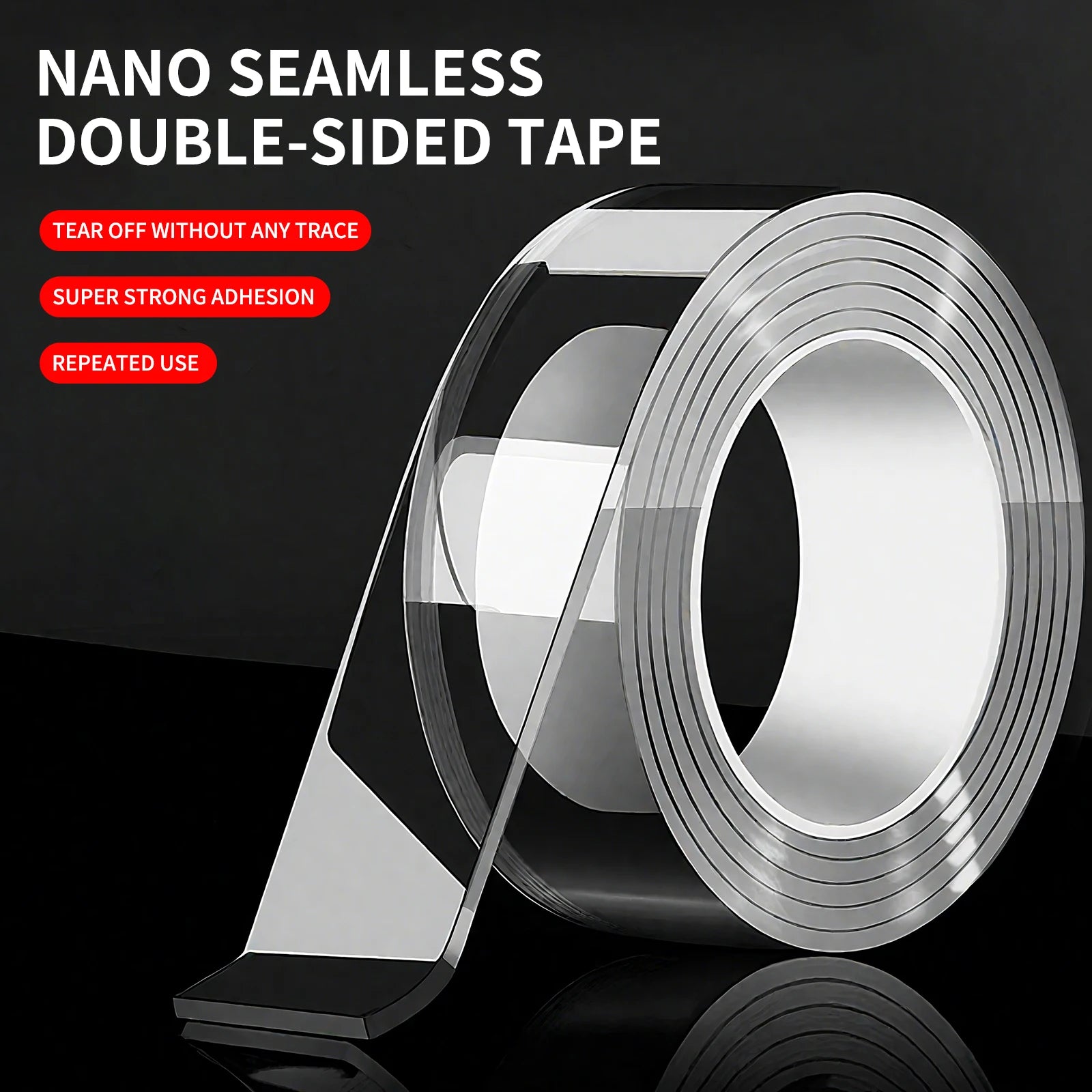 Nano Double-Sided Tape – Ultra-Strong Adhesive for Wall & Fabric, Waterproof No-Residue Mounting Dots (5m/Roll)