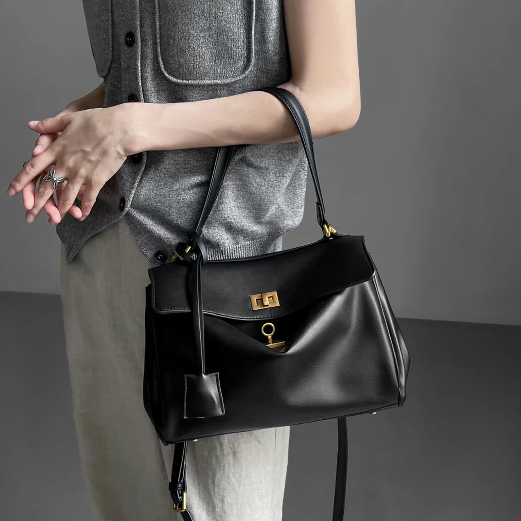 New Stylish Large-capacity Platinum Bag, Women's Casual Versatile Commuting Crossbody Bag, Modern Neutral Business Handbag