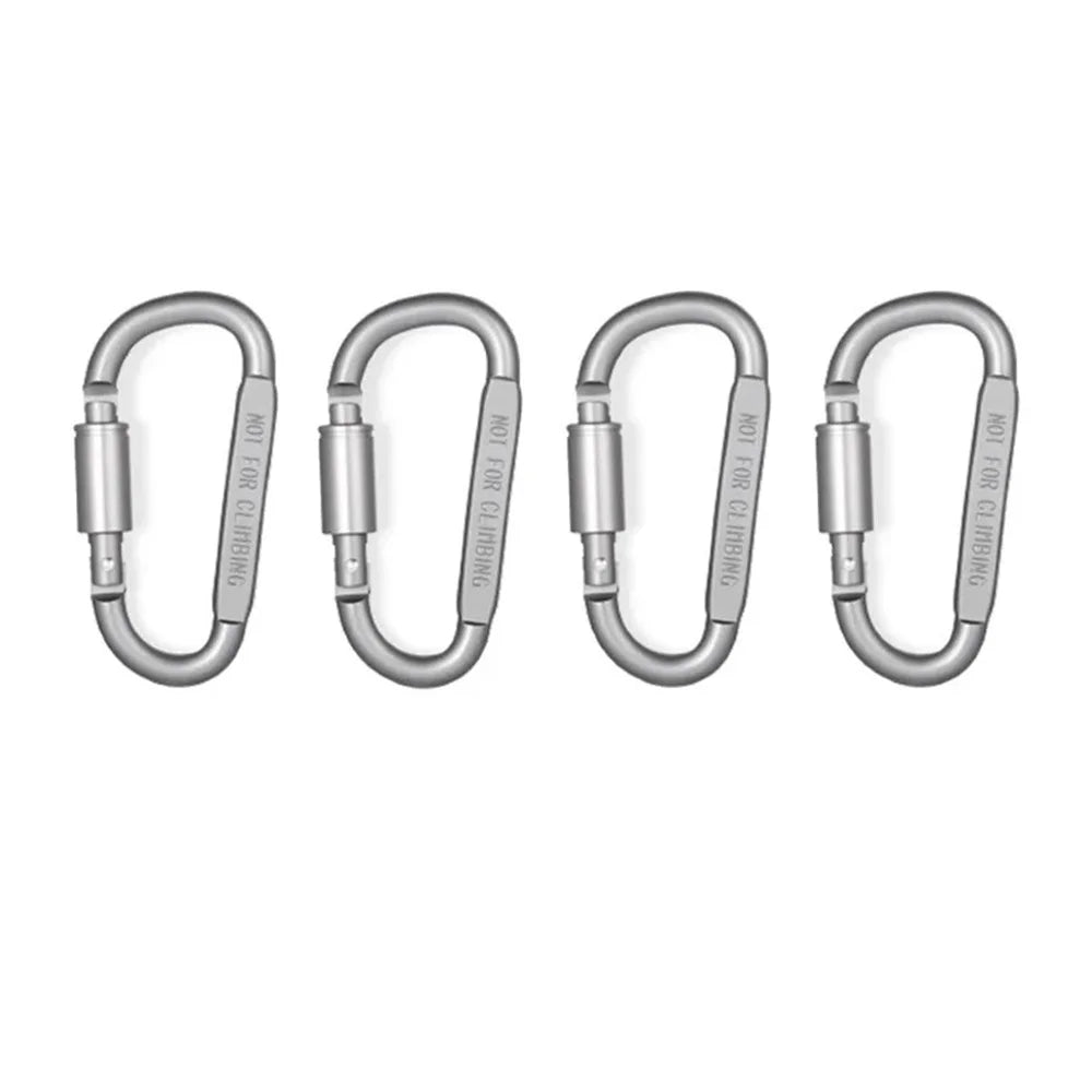 4 Pack D-ring Carabiner Clip Lightweight Aluminum Carabiners With Barrel Locking For Keychain Tactical Bag Backpack