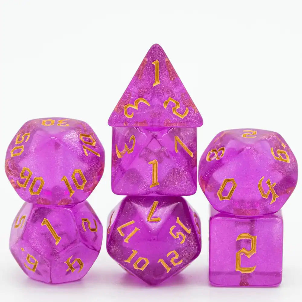 DND Glitter Dice Set 7Pcs/Set Sickle Font D4 D6 D8 D10 D% D12 D20 Polyhedral Dice for Dungeons&Dragons Role Playing Board Games