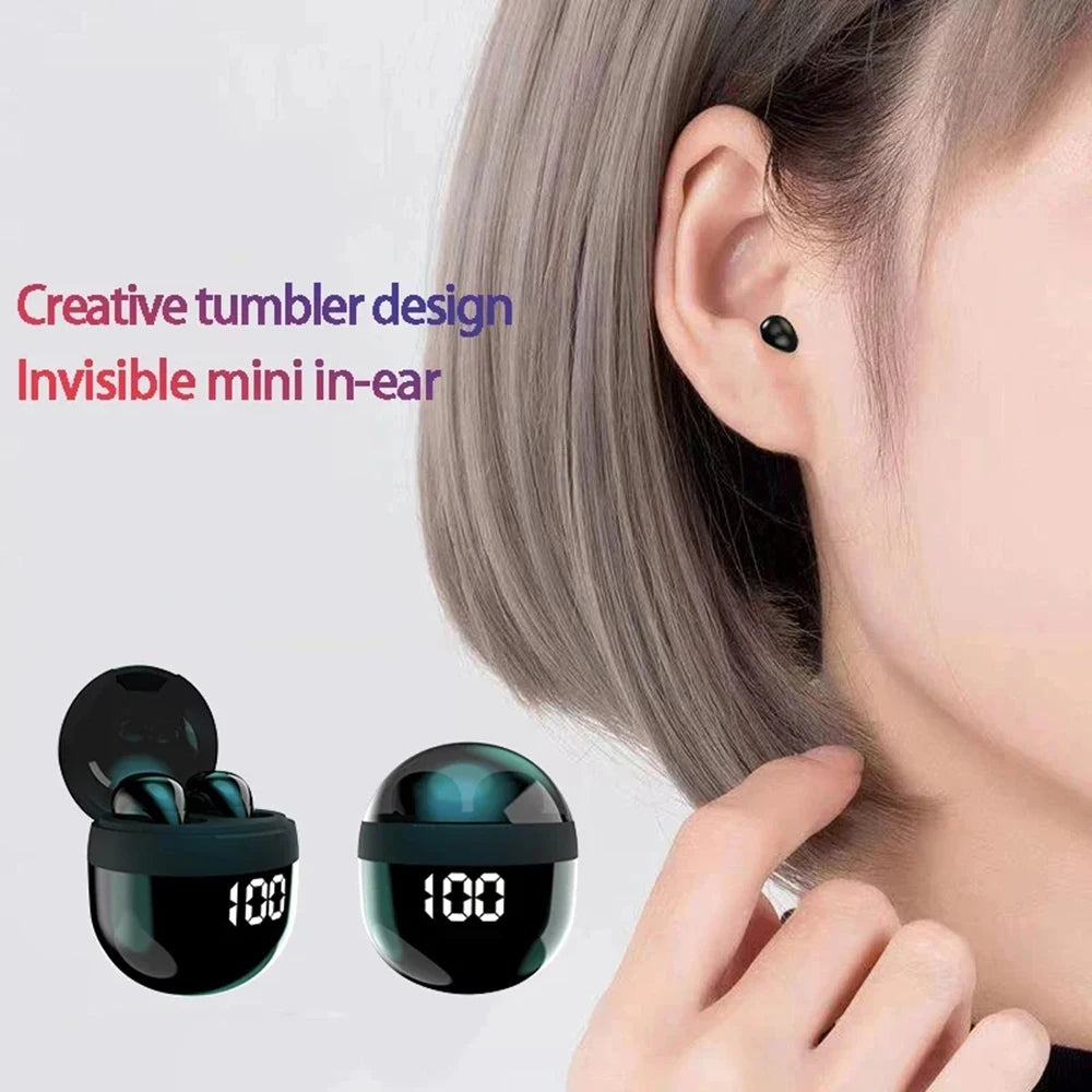 Mini Invisible Sleep Wireless Earbuds BT 5.3 Headphones Digital Display Charging Case Ultra Comfortable for Side Sleepers Wear