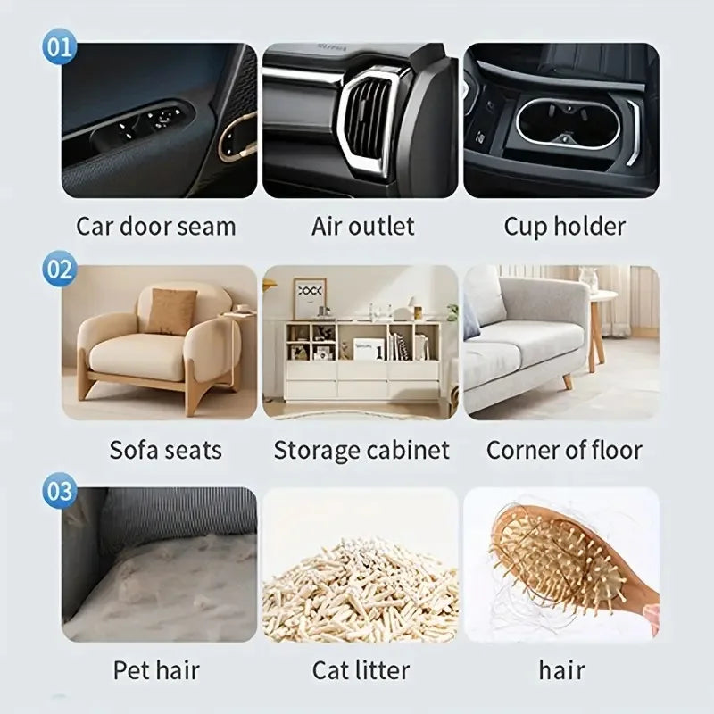 High Power Portable Wireless Vacuum Cleaner, Compatible with Both Car and Home Use, Equipped with Various Accessories