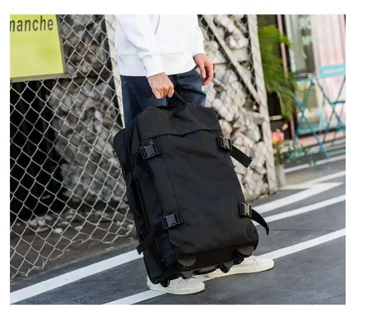Unisex 22inch Carry On Hand Luggage Travel Trolley Bag Travel Suitcase Men Rolling Duffle Bag with Wheels Travel Tote On Wheels