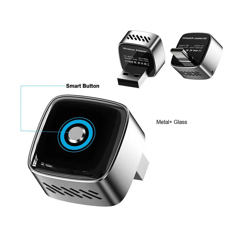 Skilldrive 2026 2 in 1 Mini Wireless CarPlay Adapter 2 Phones One-Tap Switch Android Auto AI Smart Box for Wired CarPlay Car