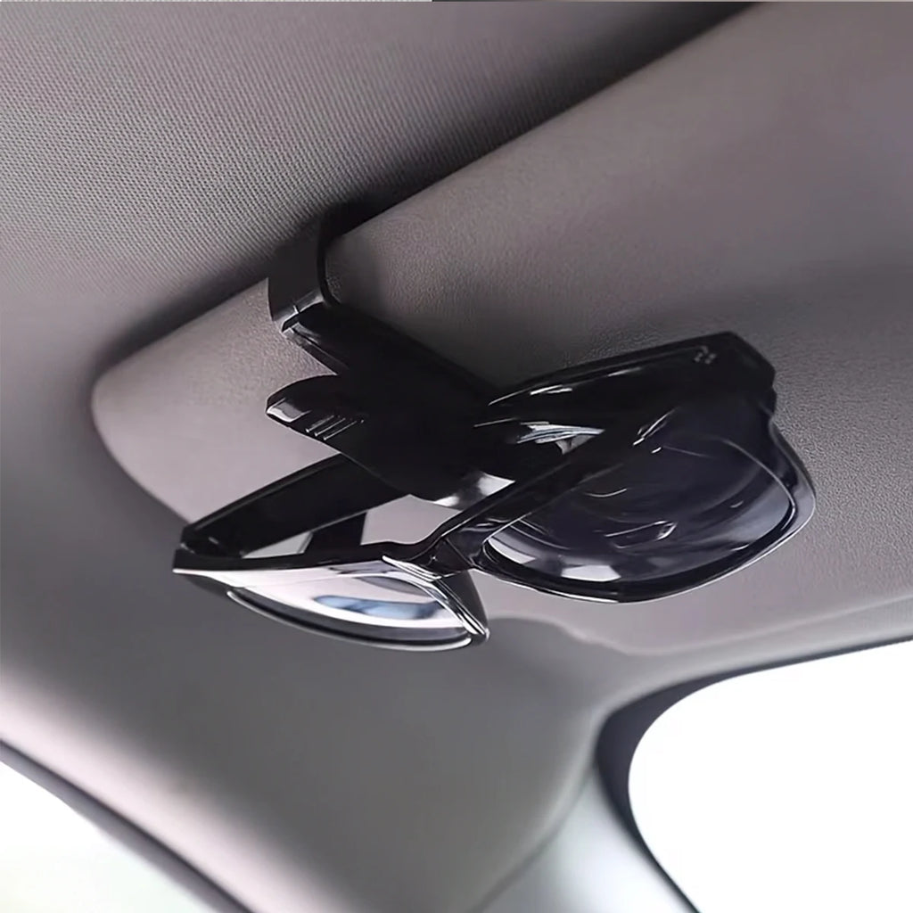 2PC Black Universal Car Sun Visor Sunglasses Holder, Multifunctional Eyeglasses Clip Card Ticket Pen Storage Box
