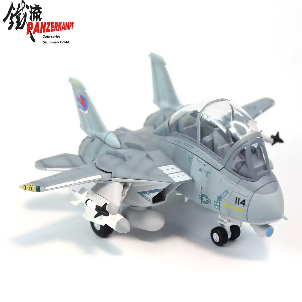 Iron Flow Q Version Variable Wing F14 Tomcat Fighter VF84 Pirate Flag Alloy Aircraft Model Ornament Cartoon Version Holiday Gift