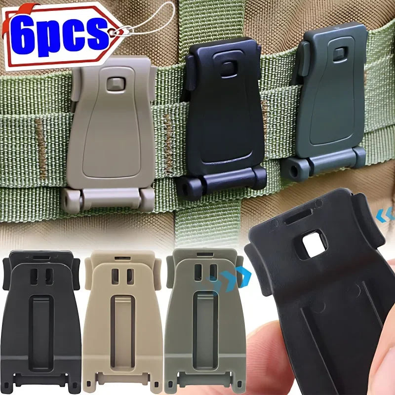 6/2pcs Outdoor Army Rucksack Accessory Molle System Webbing Buckle Clip Backpack Mounting Buckle Camping & Hiking Gadgets