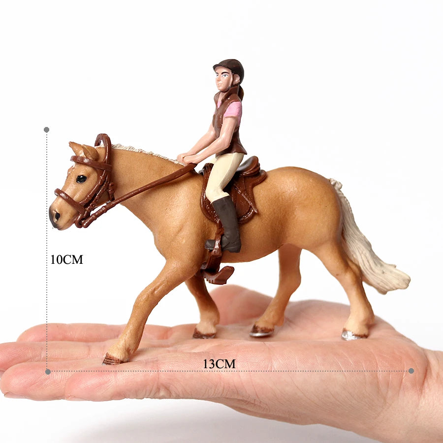 Realistic Equestrian Rider Horse with Saddle and Bridle Riding Playset Model Figures Decoration Educational Toys for Kids