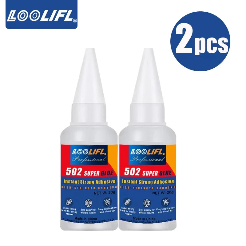 LOOLIFL- super cyanoacrylate strong glue, 10 seconds adhesion, waterproof, such as plastic, metal, wood, rubber, ceramics.