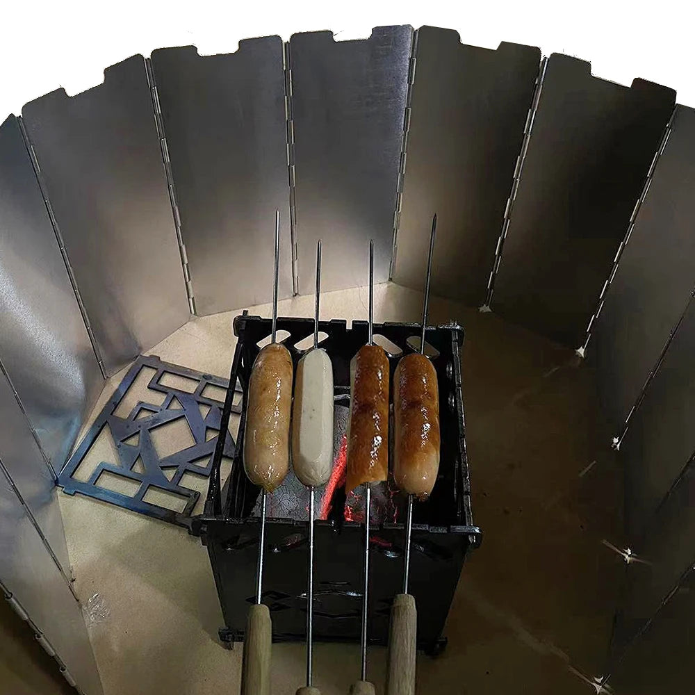 10 Plates Gas Stove Wind Shield Outdoor Camping Picnic Cooking Burner Windproof Screen Aluminum Alloy Wind Screen