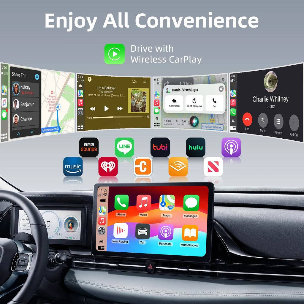 Android Smart Dongle for Almost All Kinds of Factory Wired Car, Wireless CarPlay Android Auto Adapter 2 in 1