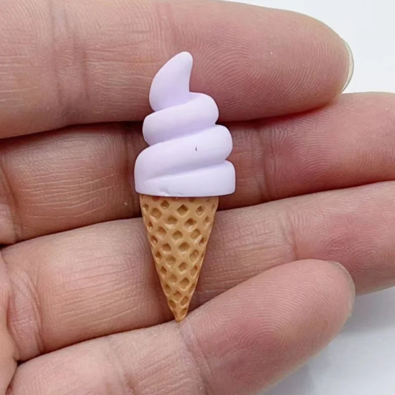 10pcs 3D ice cream cone simulation DIY miniature food  house decoration resin pendant handmade material