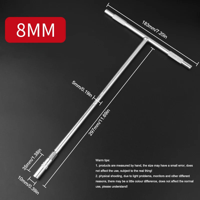 6-19 mm T-Style Socket Wrench Hexagon Nut Key Extended Hex Screwdrivers Automotive Tires Machinery Workshop Repair Hand Tools