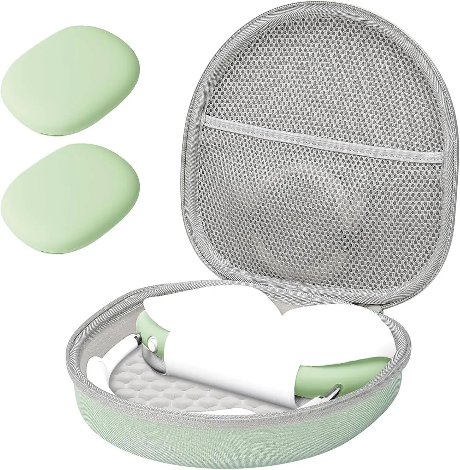 Silicone Ear Pad Cover Set with Dedicated For AIRPODS Max Storage Case Featuring EVA Hard Shell and Soft Interior Lining
