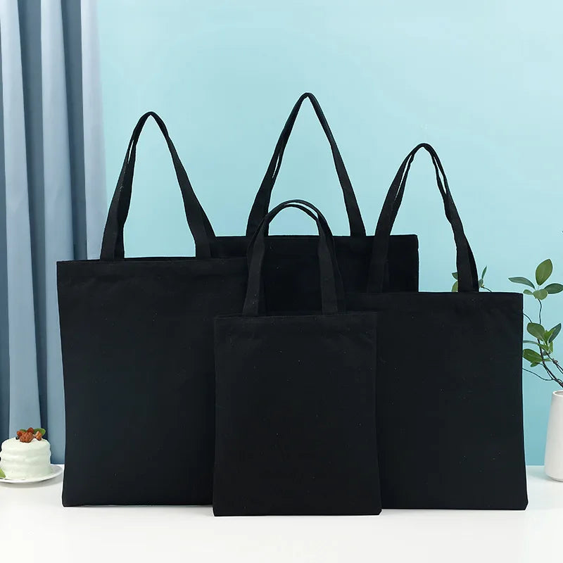 10pcs/lot Custom Logo 10oz Canvas Shoulder Bags Beige/Black/White Eco-Friendly Shopping Bag Personalize Large Capacity Handbags
