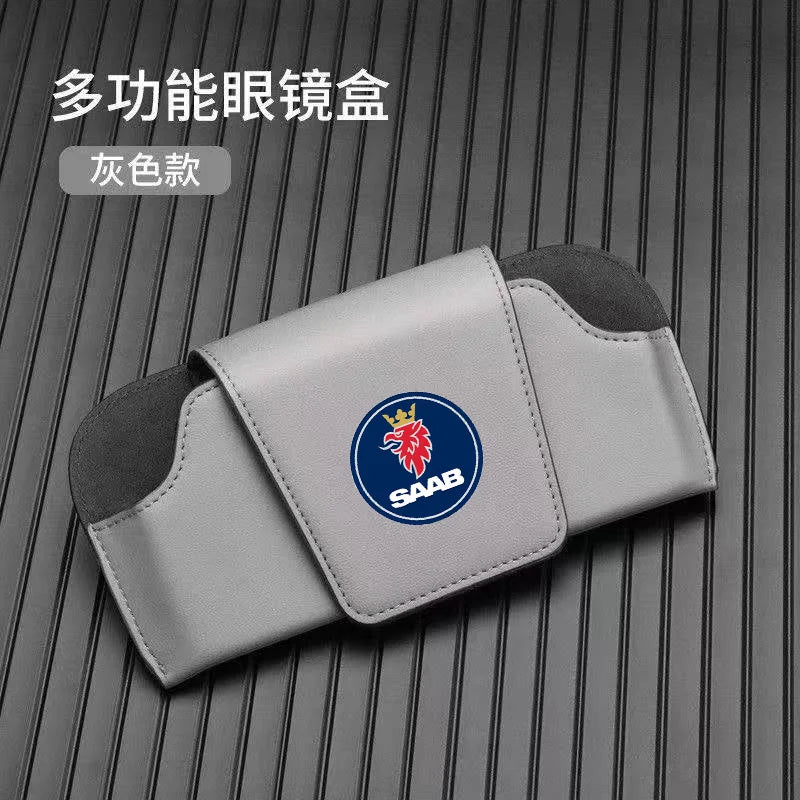 Car Sun Visor Leather Auto Sunglasses Clip Glasses Holder case Storage for SAAB 900 9000 9-3 9-5 99 Turbo 96 9-7X 9-4X