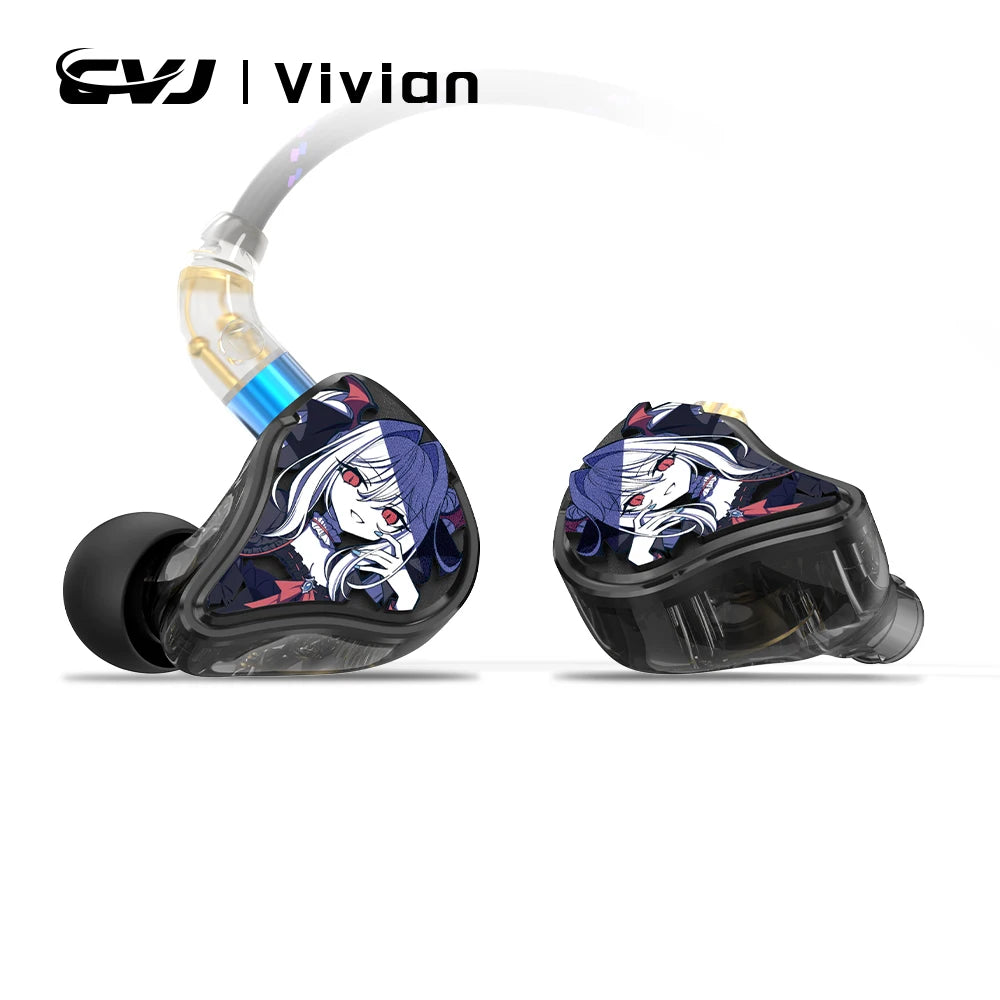 CVJ Vivian In-Ear Earphones 10mm Dynamic Driver HiFi IEM with Mic Cable for Music And Gaming