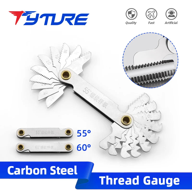 55/60 Degree Thread Plug Gauge Metric Imperial Gear Tooth Screw Pitch Gauge Carbon Steel Measuring Tool Tap Thread Measurement