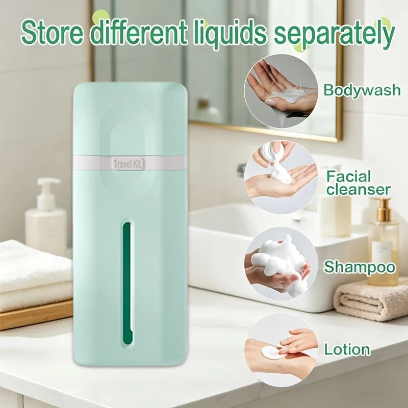 4 in 1 Travel Dispenser Bottle, Travel Bottles for Toiletries, Refillable, Leak Proof, Portable, for Travel, Camping, Business