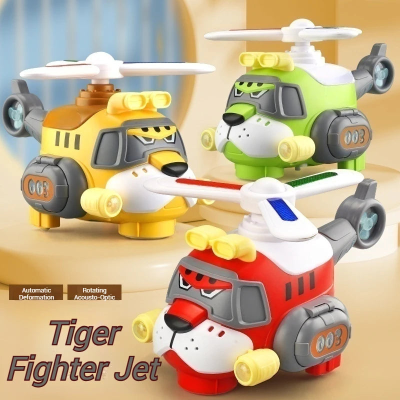 Electric 360 Rotating Tiger Airplane Toddler Cartoon Toys With Sounds And Lights Children's Toy Helicopter Boys Birthday Gifts