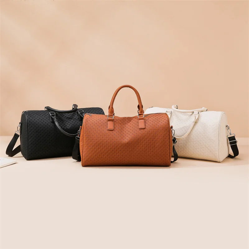 Large Capacity Travel Bag Simple Pure Color Handheld Fitness Swimming Leisure Outdoor Bag Breathable Durable Polyester