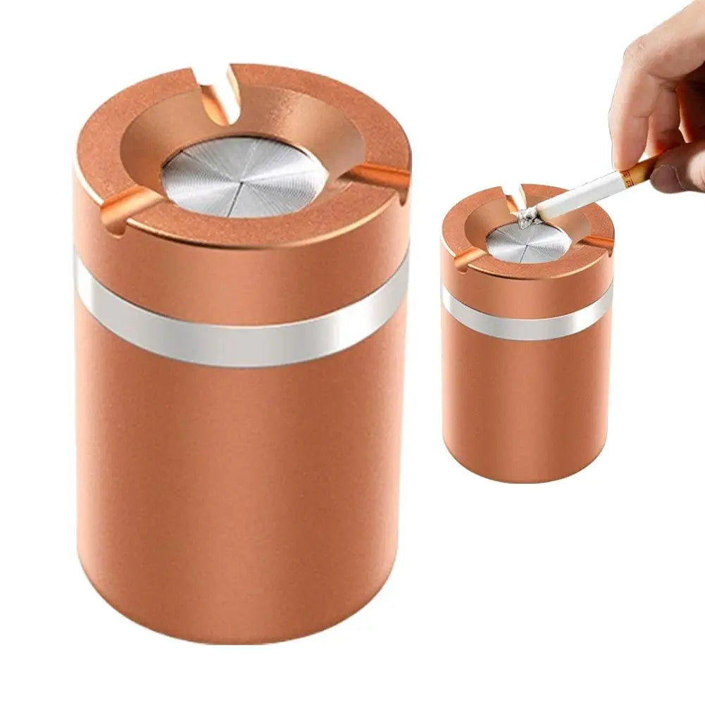 360° Stainless Steel Twist-Lock Ashtray, Windproof Odor-Proof & With Cigarette Holder for Car & Home, Smokeless Cigar Ashtray