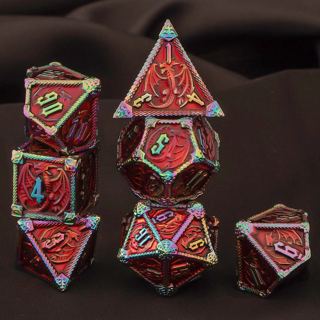 DND Metal Dice Set 7pcs – Polyhedral RPG D&D D20 D12 D10 D8 D6 D4 / Ensemble 7 dés métalliques DND – Polyédriques RPG jeux de rôle