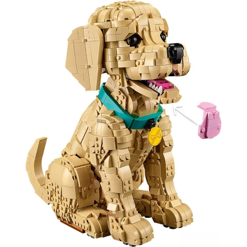 New Cute Golden Retriever Puppy Dog Building Blocks Compatible Model Suitable for Children's Birthday Gift Toys